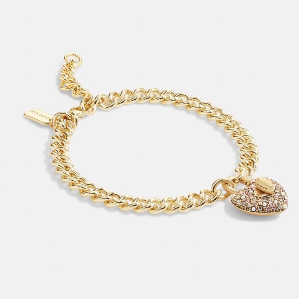 Coach Heart Turnlock Pavé Chain